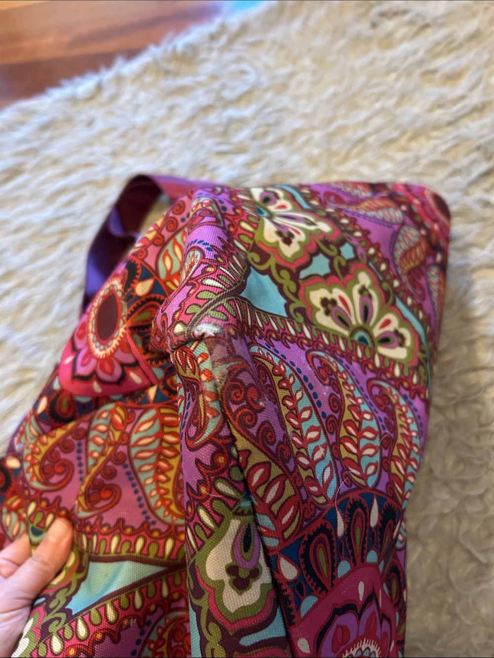 Vera Bradley Resort Medallion Paisley Print Tote in Pink and Burgundy - Picture 5 of 9
